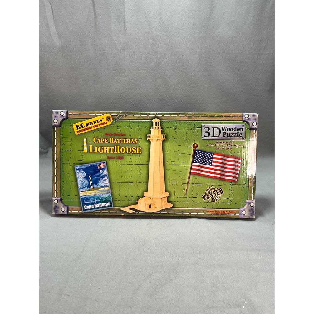 B.C. Bones 3D Wooden Puzzle Cape Hatteras Lighthouse Late 90s Vintage Nautical